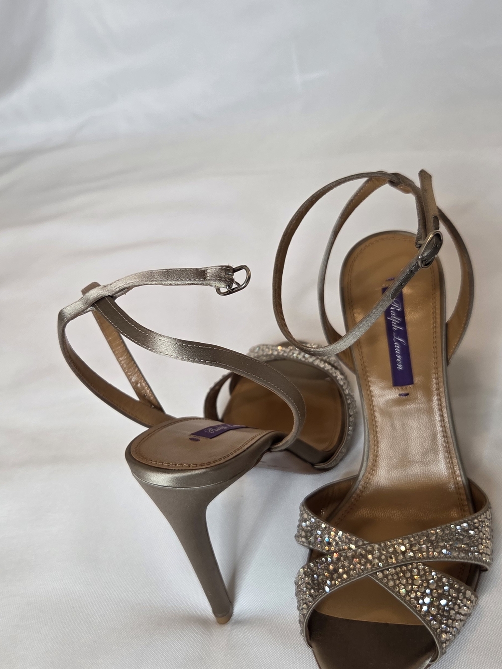 Ralph Lauren Silver Crystal Ankle-Strap Sandals - Picture 7 of 10